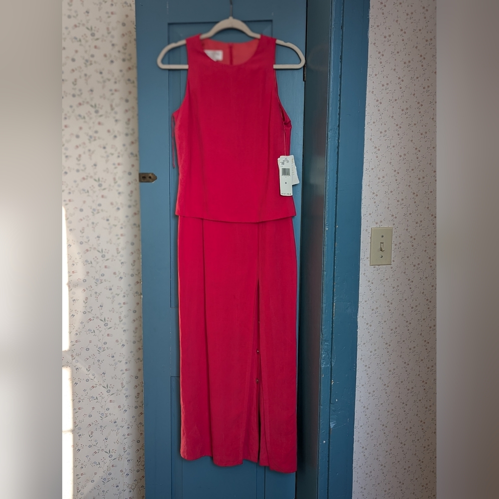 NWT Silk Linen Maxi 8 Dress Fuschia Sleeveless Jones NY Resort Summer Wedding - Picture 14 of 14